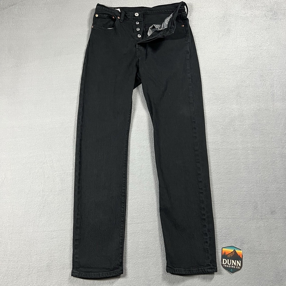 Levis 501 Jeans Womens 29 Black Straight Button Fly Mid Rise Stretch